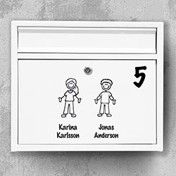 Namnskylt brevlåda - Design 308: Karaktärer med namn för din brevlåda