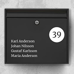 Namnskylt brevlåda - Design K: Cirkelnummer brevlåda